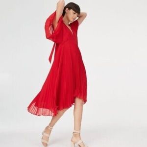 Zorbina Club Monaco Scarlet Pleated Midi Dress